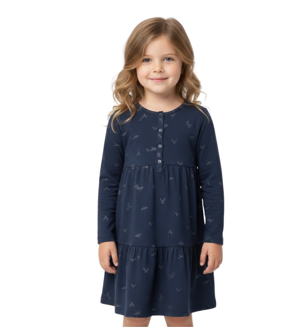 2er Set | Blaues Kleid mit Strickjacke